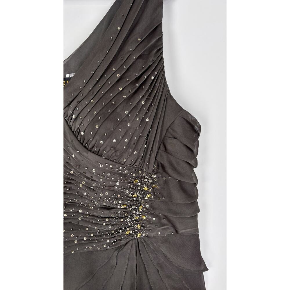 Ignite Evenings Ruched Asymmetric Tiered Gown Dress Dark Moss Womens Size 24W - Picture 4 of 8